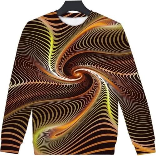 2021 new whirlpool vertigo personality trend like 3D printed round neck long sleeve T-shirt spring and autumn thin jacket