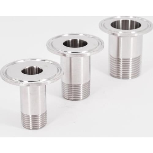 1/4" 3/8" 1/2" 3/4" 1" -4" BSPT Male x 0.5" 1.5" 2" 2.5" 3" Tri Clamp Thread Ferrule Coupler SUS 304 Stainless Sanitary Homebrew