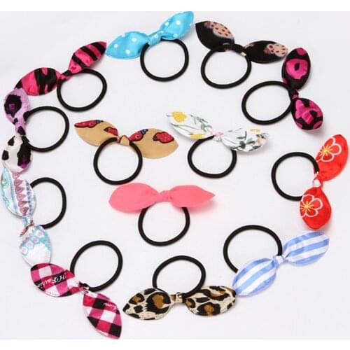 20Pcs/Lot Korean Fashion Girls Hair Accessories Elastic Hair Bands Flower Bunny Ear Rope Scrunchy Rubber Band New Cute Headdress