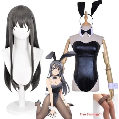 2021 Anime Sakurajima Mai Cosplay Costumes Seishun Buta Yarou wa Bunny Girl Costume Senpai no Yume wo Minai Sakurajima Wigs