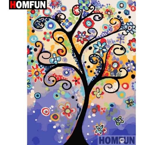 HOMFUN Full Square/Round Drill 5D DIY Diamond Painting "Color tree" 3D Diamond Embroidery Cross Stitch Home Decor A19430