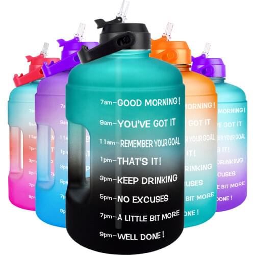 Quifit Water Bottle 2.2L 73oz Motivational with Straw Leakproof BPA Free Sports Travel Water Jug Time Marker Help to Lose Weight