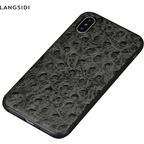 Genuine Leather 360 Full Protection Phone Case For iPhone X 11 Pro max 12 Mini XS XSmax XR 6 7 8 8plus se 5s 5 Ostrich Pattern