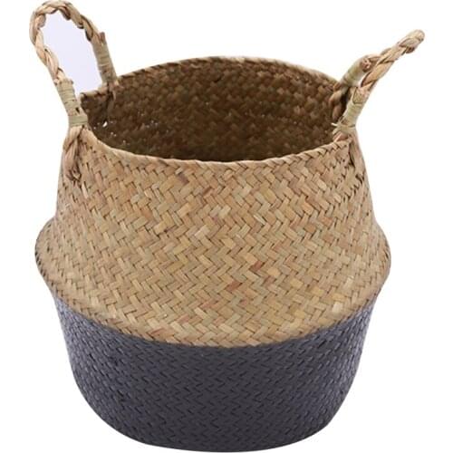 Seagrass Wickerwork Basket Rattan Flower Pot Laundry Hamper Storage Straw Basket SAL99