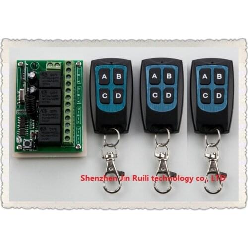 DC 12V 10A 4CH RF Wireless Relay Remote Control Switch 315 MHZ /433 MHZ 3*Transmitter&1* Receiver for garage door / window /lamp