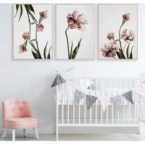 Home Decor Tulip Canvas Flower s and Prints Nordic Modern Wall Modular Pictures For Living Room Canvas Print Oil Painting
