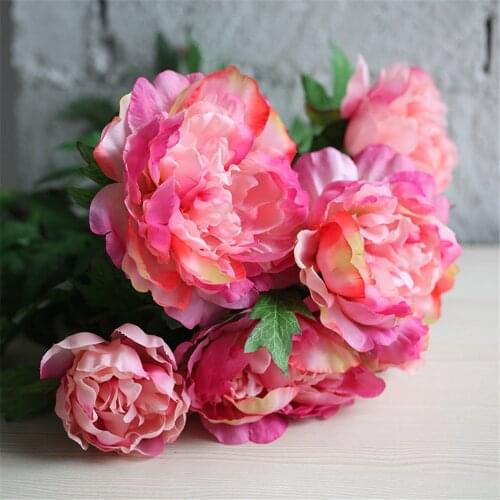 Fake flowers Artificial peony bouquet silk Rose bridal bouquet wedding decoration mariage flower for home decoration accessories