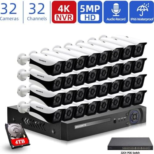 32CH 4K NVR 5MP POE Kit CCTV Security System Audio WaterProof Outdoor Day&Night Ip Camera Video Surveillance Set Audio Record