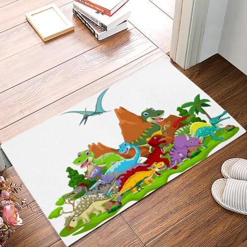Jurassic Dinosaur Grassland Trees Doormat Bedroom Kitchen Floor Mat Bathroom Anti-Slip Rug Home Doormat for Entrance Door