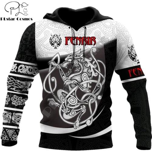 Brand Fashion Hoodies Fenrir Viking Tattoo 3D All Over Printed Mens Hooded Sweatshirt Unisex Zip Pullover Casual Jacket DW0207