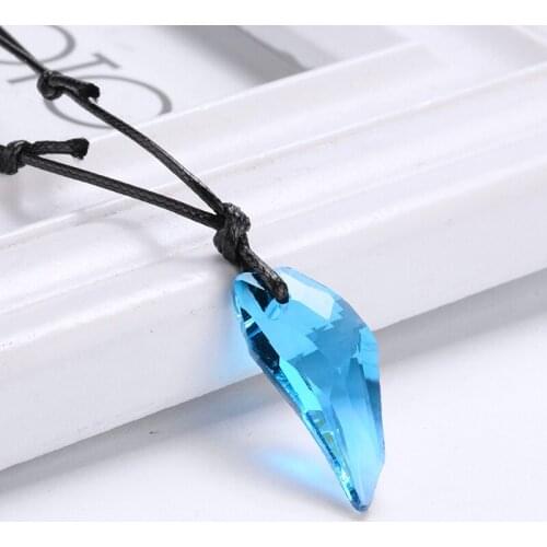 Men Vintage Wolf Tooth Necklace Hip Hop Rock Male Crystal Pendant Necklace Black Leather Long Chain Unisex Jewelry bijoux