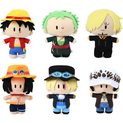 Stuffed 23cm One Piece Plush Dolls Cartoon Luffy Zoro Sanji Ace Sabo Cotton Stuffed Doll Toys For Children Collectible Gift Kids