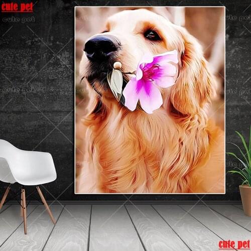 DIY diamond embroidery realistic dog full square round diamond painting set cross stitch kit 5D animal rhinestones mosaic decor