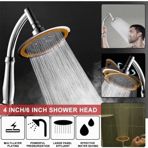 4/6 Inch Adjustable 2 Mode ABS Bathroom Shower Head Large Rainfall Shower Head High Pressure Hand Held Shower Head