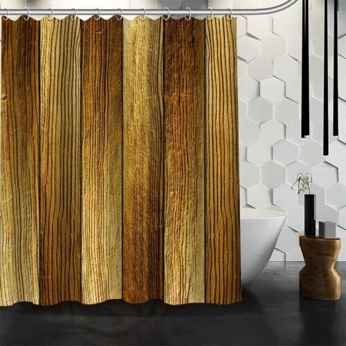 Custom The old wood, colorful wood Shower Curtain Waterproo Polyester Fabric Custom Bathroom Curtain Hooks