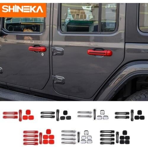 SHINEKA ABS Car Side Door Handle Tail Door Handle Car Exterior Door Bowl Decoration Cover Stickers For Jeep Wrangler JL 2018 Up