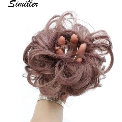 Similler Synthetic Curly Chignons Rubber Band Elastic Scrunchie Hair Extensions Ribbon Hair Clip Bundles Hair Pieces Buns