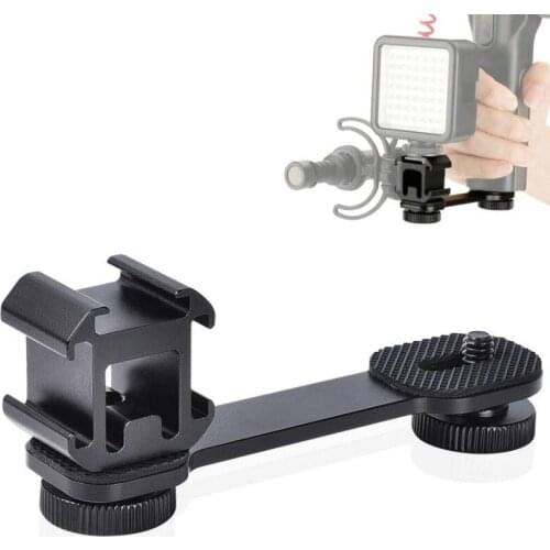 Triple Cold Shoe Mount Extension Bracket Flash Bracket Camera Mic Stand for LED Video Light DSLR Phone Gimbal Stabilizer