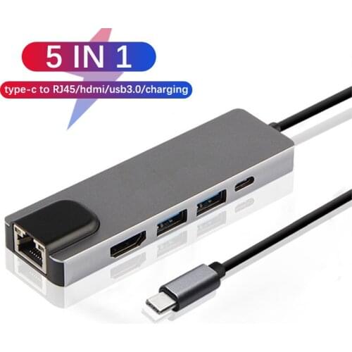 Type-C to RJ45 Gigabit Lan Ethernet HDMI-compatible USB-C 3.0 Type-c Charging for MacBook Samsung Dex Huawei TV