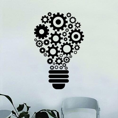 Lightbulb Gears Vinyl Wall Decal Stickers Decorative Pattern School Classroom Science Work Office Art Mural Wallpaper