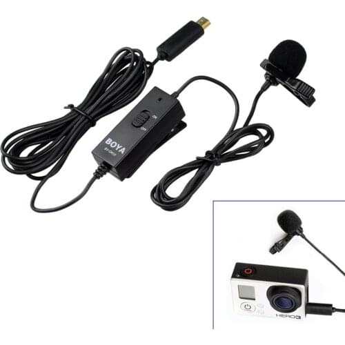 BOYA BY-GM10 Lavalier Lapel Clip-on Omnidirectional Condenser Microphone Interviews Podcasts Dictation for GoPro Hero 3 3+ 4