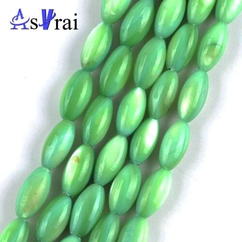 Green Shell Stone Natural Stone Rice Beads For Jewelry Making Spacer Loose Beads 5*10mm Diy Bracelets Jewellery Strand 15inches