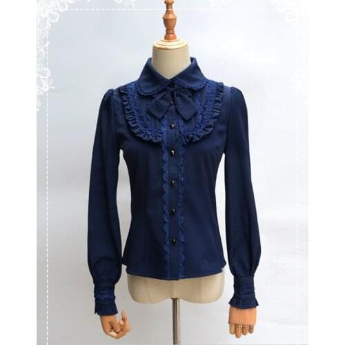 Women Elegant Tops Lace Bow Tie Ruffle Neck for Girls Winter Warm Fleece Blouse Long Sleeves Lolita Shirt