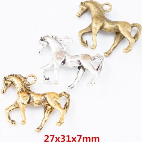 10 pieces of retro metal zinc alloy horse pendant for DIY handmade jewelry necklace making 7802
