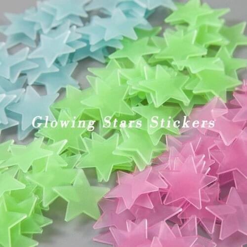 100 pcs. 3D stars glow shine in the dark Luminous on Wall Glowing Stickers for Kids Room living room Wall Decal Home Decoration