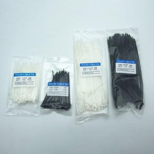 100Pcs 2*100mm 3*200mm White Black Self-locking Plastic Nylon Cable Ties Wire Zip Tie
