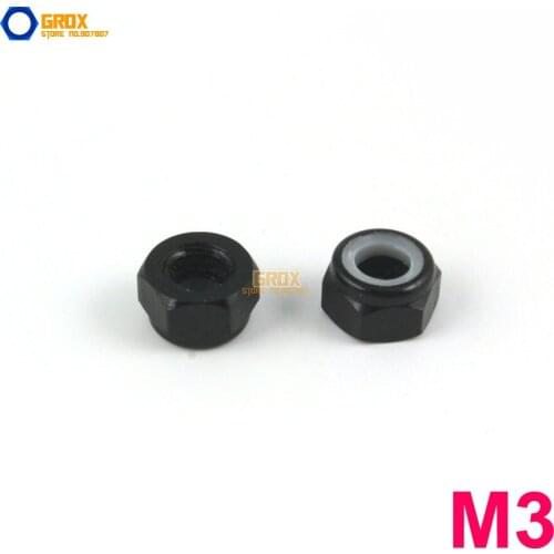 20 Pieces M3 Black Hex Nylon Lock Nut Aluminum