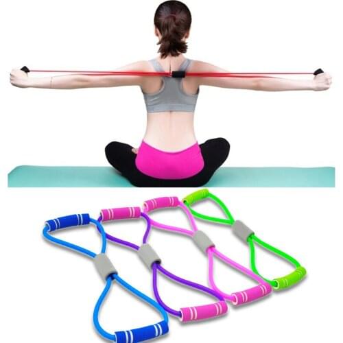 2020 Hot Yoga Gum Fitness Resistance 8 Word Chest Expander Rope Workout Muscle Fitness Rubber Elastic Bands for Sports Exercise