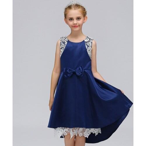 2020 Summer Kids Girls Princess Dress Sleeveless Girl Lace Dresses Blue Pink Birthday Party Dress Children Clothing 2-10T