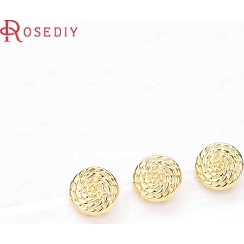 39448)6PCS 24K Gold Color Brass Round Stud Earrings Pins Earrings Jewelry Making Supplies Diy Findings Accessories