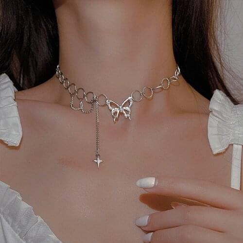 Asymmetric Butterfly Necklace For Women Vintage Choker Fashionable Creative Necklace Wedding Elegant Jewelry 2021 New Fashion