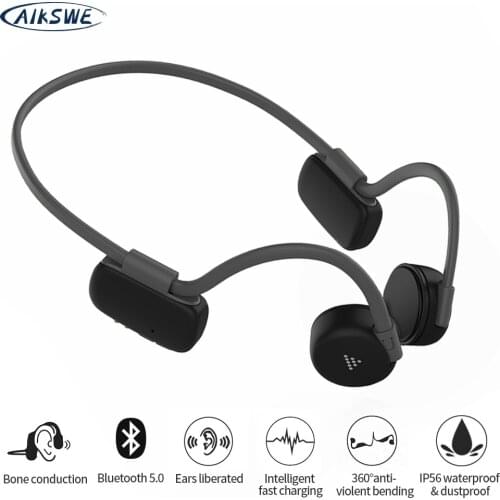 AIKSWE Bone Conduction Wireless Headphones Bluetooth Sports Earphones IP56 Headset Stereo Hands-Free With Microphone For Running