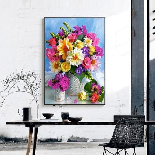 Diamond Embroidery Beautiful Flower Bouquet Picture of Rhinestone Full Square Diamond Mosaic Floral Series Bedroom Decor TY268