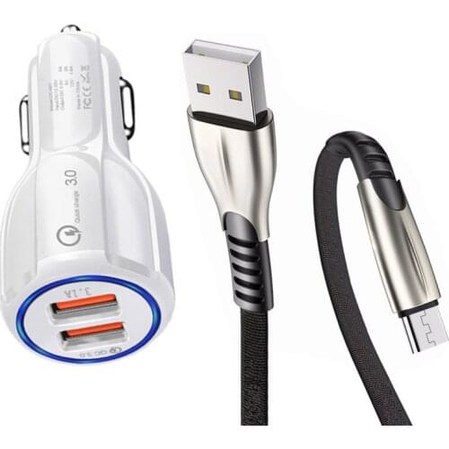 18W QC 3.0 Fast Car charger Cowboy Data Line Micro USB Charging Cable For Samsung galaxy A02s A10 A6 J6 J4 A7 2018 J7 J5 J3 2017