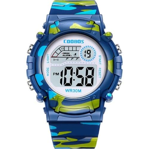 Childrens Electronic Watch Waterproof LED Display Boy Girl Luminous Alarm Clock Stainless Steel Silicone Watch Montre Enfant