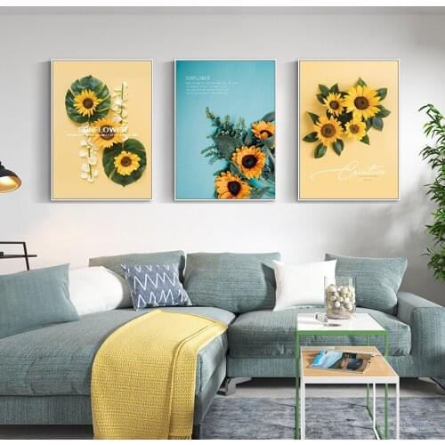 Home Decor Northern European Solid color sunflower HD Art Creative Hanging Painting Poster Wall For Home Canvas Painting