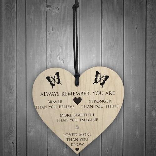 Creative DIY Wood Crafts You Are Braver Stronger Smarter & Beautiful Wooden Hanging Heart Friends Stylihs Home Decoration A85