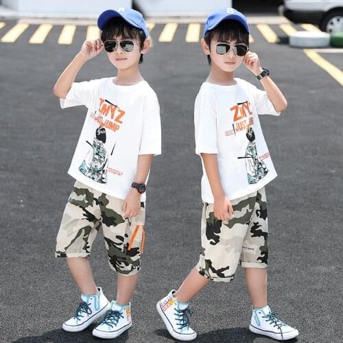 Children Clothes 2020 Summer Baby Boys Clothes Tshirt+Shorts Outfit Kids Clothes Boys Sport Suit camouflage Boys Clothing Sets