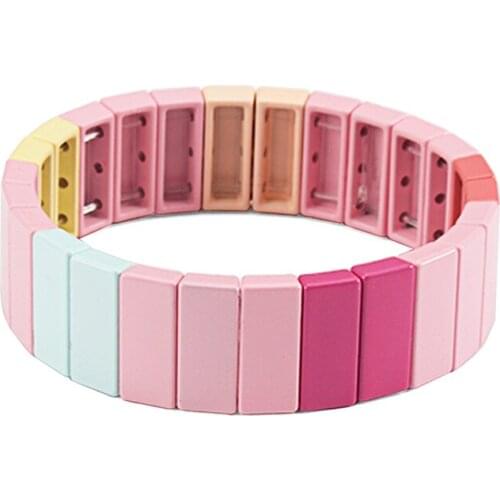 Elastic Tile Beaded Adjustable Bracelet for DIY Women Jewelry Bracelet Bohemian Metal Alloy Stackable Comb Friendship Bracelet