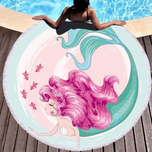 European and American New Cartoon Pink Mermaid Beach Towels 3D Printing Abstract Beach Towel for Living Room Decoration