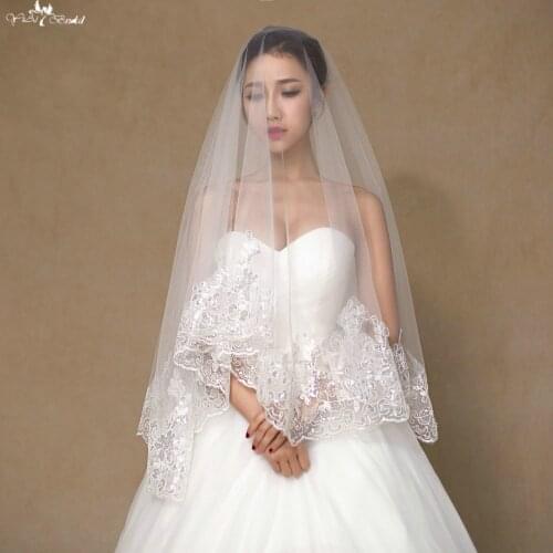 LZP056 Veil One Layer 1.5 Meters Bridal Veils Ivory Sequins Wedding Veils