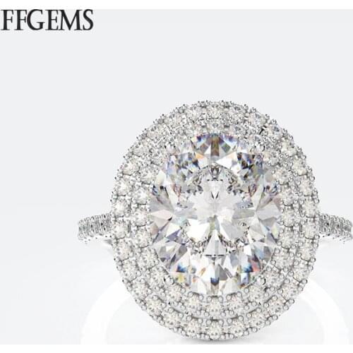 FFGems 100% 925 Sterling Silver Created Moissanite Sapphire Citrine Rings Fine Jewelry For Women Wedding Party Gift Wholesale