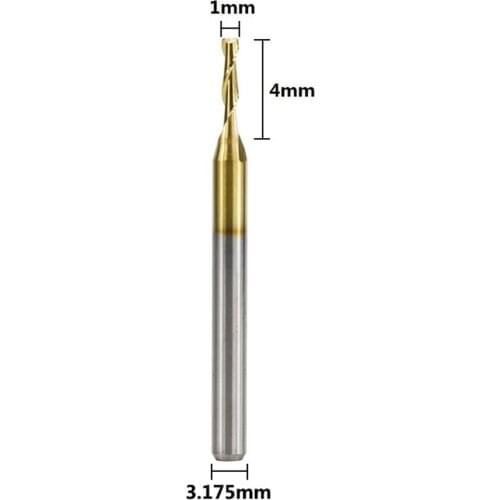 10pcs 1mm tungsten carbide flat end milling cutters 3.175 shank cnc router bit for wood / plastic cutting 2 spiral flute end mil