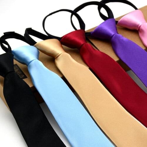 Fashion 5cm Necktie for Men Slim Narrow Tie Easy To Pull Rope Neckwear Korean Style Orange Red Purple Ties Mens Wedding Necktie