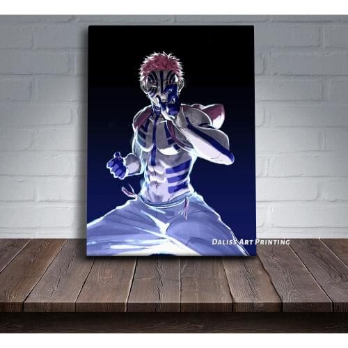 Canvas Anime Akaza Demon Slayer Pictures Home Decoration Paintings Poster HD Prints Wall Art Modular Living Room Framed