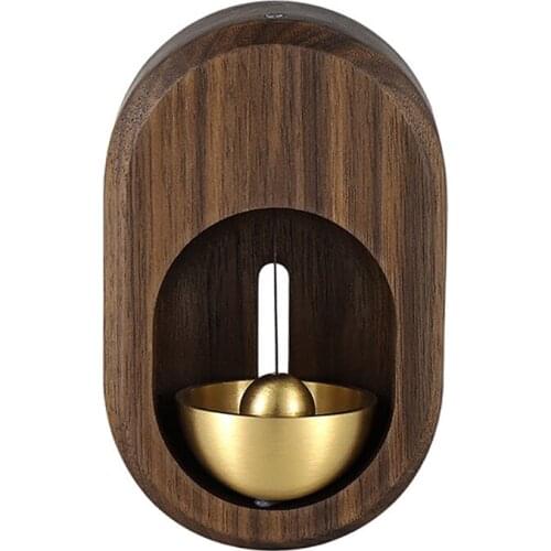 Room Decor Wood Wind Chimes Hanging Decorations Solid Wood Doorbell Suction Door Type Copper Bell Refrigerator Decor